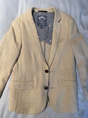 Boys Cream Linen Blend Blazer